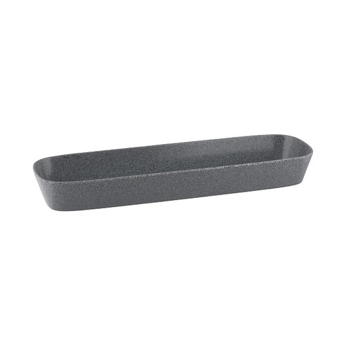 Ryner Melamine Rectangular Dish 2/4 Size, 65mm Deep - Stone Grey (Box of 3) - 916682-GY