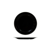 Ryner Melamine Evoke Round Plate - Wide Rim Black With White Rim 220mm - Box of 12 - 91675-WB