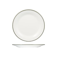 Ryner Melamine Evoke Round Plate - Wide Rim White With Grey Rim 270mm - Box of 12 - 91676-GY