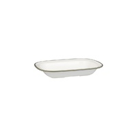 Ryner Melamine Evoke Rectangular Dish White With Grey Rim 200x145x40mm / 400ml - Box of 12 - 91685-GY