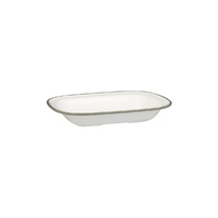 Ryner Melamine Evoke Rectangular Dish White With Grey Rim 230x175x40mm / 580ml - Box of 12 - 91686-GY