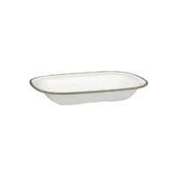 Ryner Melamine Evoke Rectangular Dish White With Grey Rim 270x200x42mm / 900ml - Box of 12 - 91687-GY