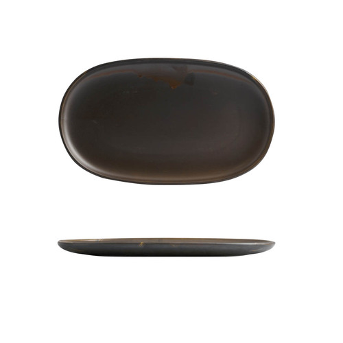 Moda Porcelain Rust Oval Coupe Plate 305x180mm (Box of 6) - 926642