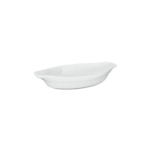 Trenton Basics Oval AU Gratin Ribbed  White 250mm/350ml (Box of 12) - 970135