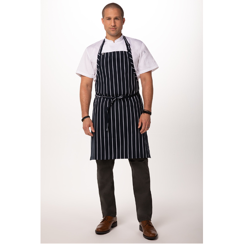 Striped Bib Apron No Pocket - Navy/White - APKNW - APKNW