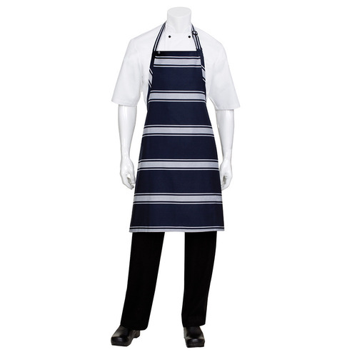 Chef Works Navy Butcher Stripe Bib Apron - BS - BS