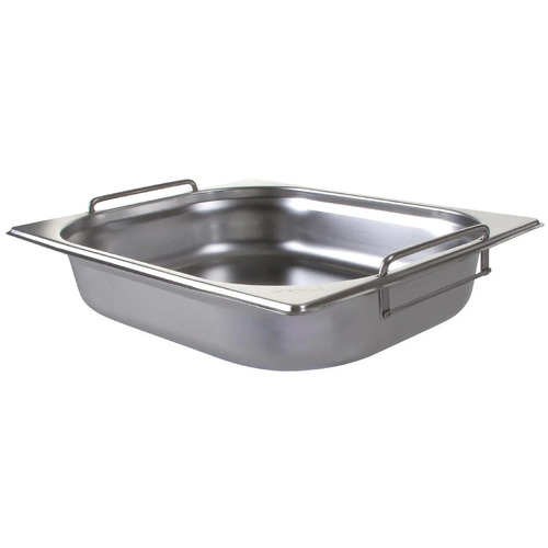 Vogue Stainless Steel 1/2 Gastronorm Tray with Handles 65mm 4Ltr - CB182-A