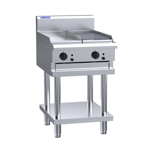 Luus CS-3P3C - Gas 300mm Griddle + 300mm Chargrill on Leg Stand - CS-3P3C