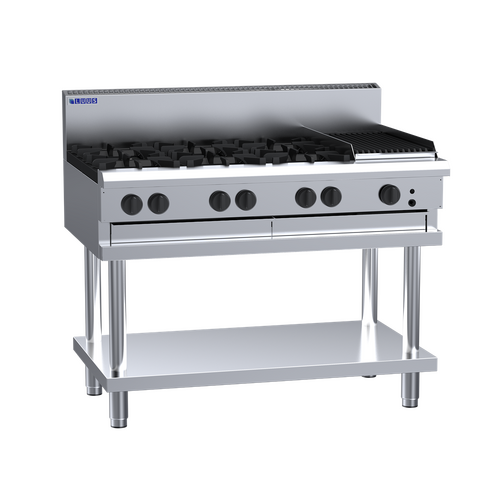 Luus CS-6B3C  - Gas 6 Burner Cooktop + 300mm Chargrill on Stand - CS-6B3C