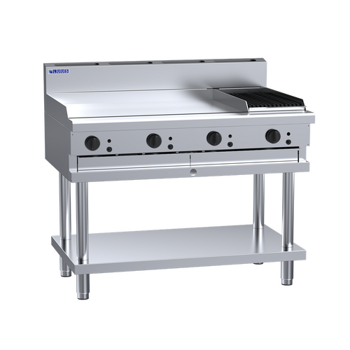 Luus CS-9P3C - Gas 900mm Griddle + 300mm Chargrill on Leg Stand - CS-9P3C