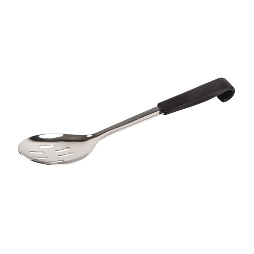 Vogue Slotted Serving Spoon Black Handled 340mm - CS911