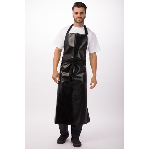 Long PVC Bib Apron - Black - CWPVL-BLK - CWPVL-BLK