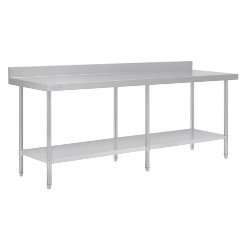 Vogue Premium Stainless Steel Table with Splashback 2400x600x900mm - DA343