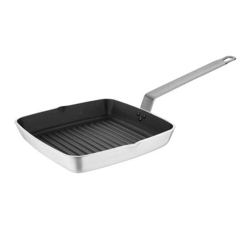 Vogue Non Stick Square Ribbed Skillet Pan Teflon Platinum Plus 240mm - DL942