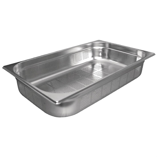 Vogue Stainless Steel Perforated 1/1 Gastronorm Tray 100mm 12.6Ltr - DN700