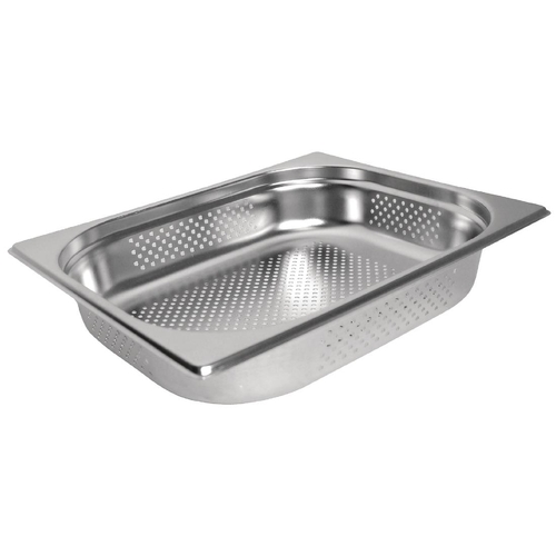 Vogue Stainless Steel Perforated 1/2 Gastronorm Tray 100mm 5.5Ltr - DN702