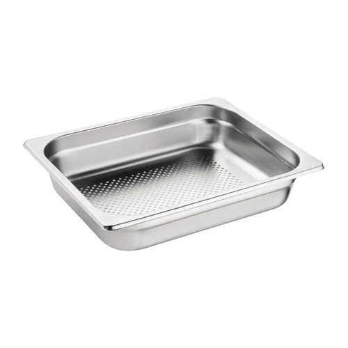 Vogue Stainless Steel Perforated 1/2 Gastronorm Tray 65mm 3.5Ltr - DN703