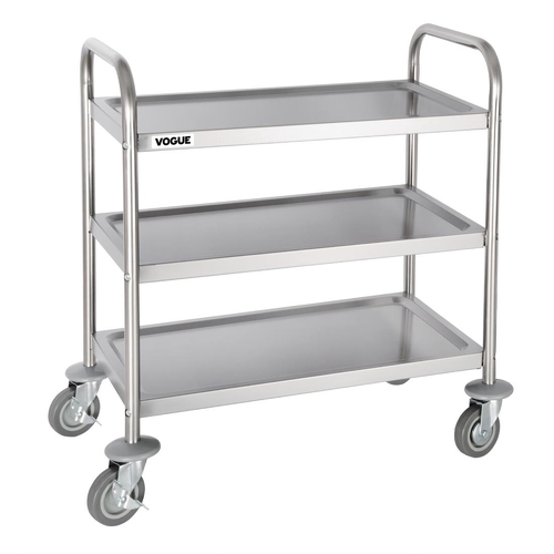 Vogue 3 Tier Clearing Trolley Stainless Steel 710x405x825mm - F993