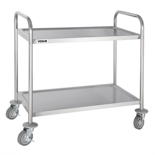 Vogue 2 Tier Clearing Trolley Stainless Steel 855x455x810mm - F997