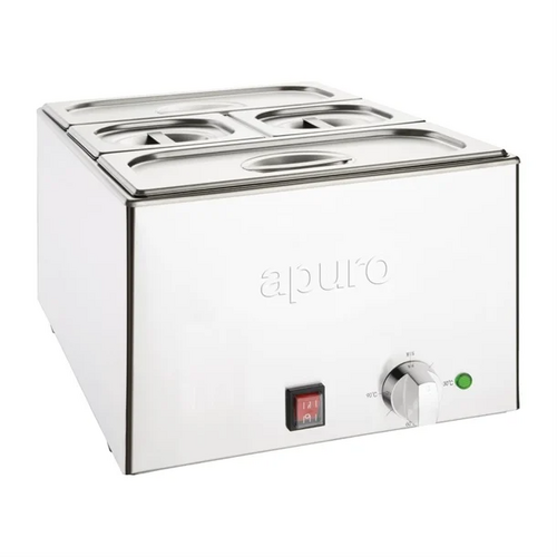 Apuro FT691-A Bain-Marie with Pans 2x1/3 & 2x1/6 Pans 150mm Deep Inc Lids - FT691-A