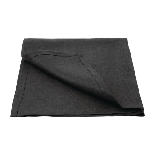 Olympia Linen Table Napkin 400x400mm Black (Pack of 12) - FW697