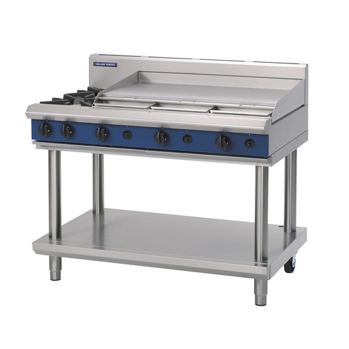 Blue Seal G518A-LS - 2 Burner Gas Cooktop with 900mm Griddle with Leg Stand - G518A-LS