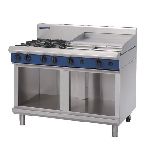 Blue Seal G518B-CB - 4 Burner Gas Cooktop + 600mm Griddle with Cabinet Base - G518B-CB