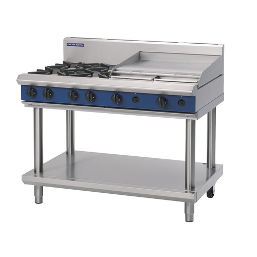 Blue Seal G518B-LS - 4 Burner Gas Cooktop + 600mm Griddle with Leg Stand - G518B-LS