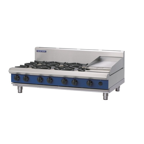 Blue Seal G518C-B - 6 Burner Gas Cooktop + 300mm Griddle - Bench Model - G518C-B