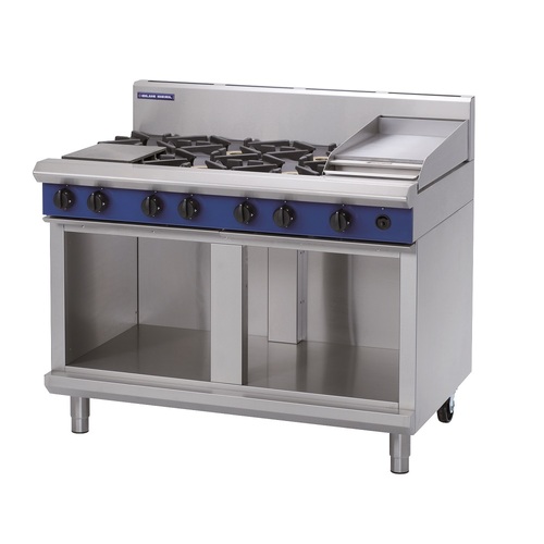 Blue Seal G518C-CB - 6 Burner Gas Cooktop + 300mm Griddle with Cabinet Base - G518C-CB