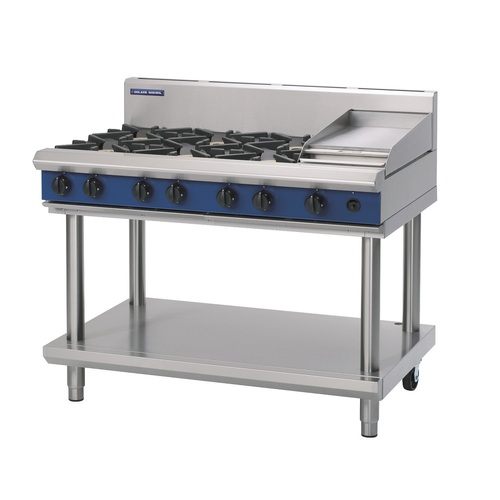 Blue Seal G518C-LS - 6 Burner Gas Cooktop + 300mm Griddle with Leg Stand - G518C-LS