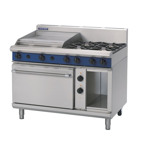 Blue Seal GE508B - 4 Burner Gas Cooktop + 600mm Griddle with Electric Static Oven - GE508B