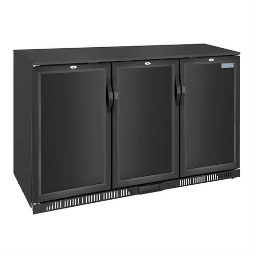 Polar GE999-A G-Series Back Bar Cooler with Triple Solid Hinged Doors Black - 850mm - GE999-A