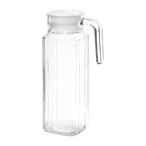 Olympia Ribbed Glass Jug with lid 1Ltr (Box of 6) - GF922