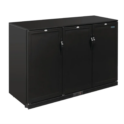 Polar GL017-A G-Series Back Bar Cooler with Triple Solid Hinged Doors Black - 900mm - GL017-A