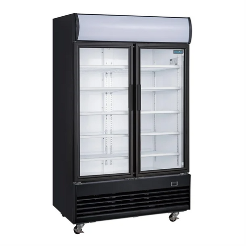 Polar GM813-A G-Series Upright Display Cooler with Light Box Double Hinged Door - Black - GM813-A