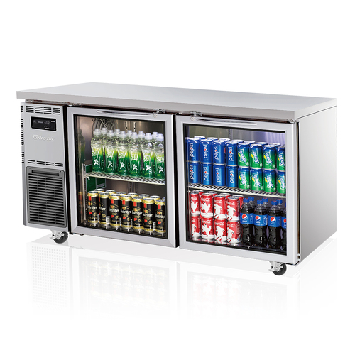 Turbo Air KGR15-2-N(600) - Undercounter 2 Door Glass Door Fridge - 1500mm x 600mm deep - KGR15-2-N600