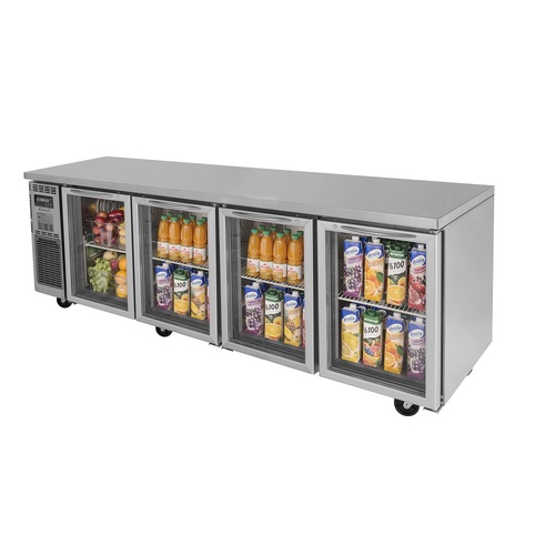 Turbo Air KGR24-4-N - Undercounter 4 Door Glass Fridge - 2400mm wide - KGR24-4-N