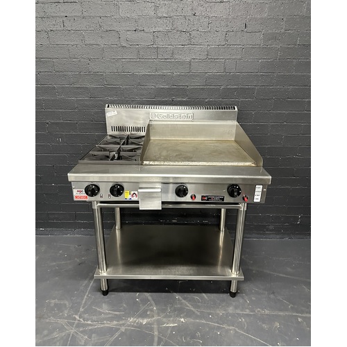 Pre-Owned Goldstein PFB24G2 - 2 Burner Gas Cooktop with 600mm Griddle on Stand - PO-1579