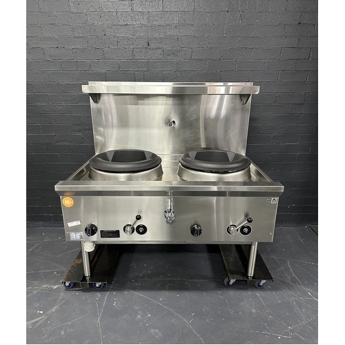 Pre-Owned B+S UFWW-2 - 2 Hole Gas Wok with Chimney Burners - PO-1598