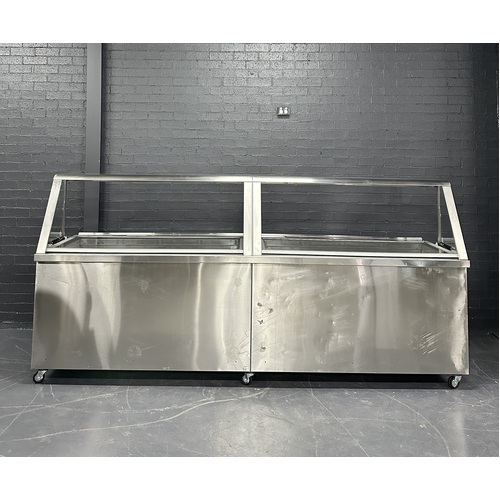 Pre-Owned Custom Made Cold Bar with 2 Cold Wells and Lift up Lids  - PO-1601