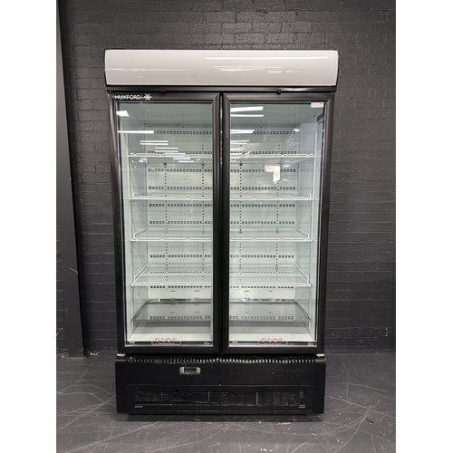 Pre-Owned Huxford BMH36 - 2 Door Glass Upright Fridge - Bottom Mounted Motor - PO-1642