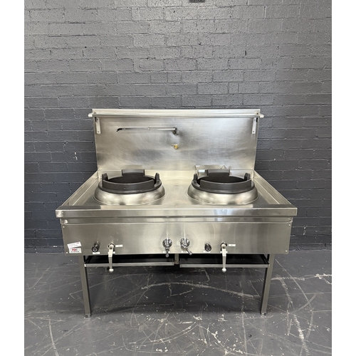 Pre-Owned Gas 2 Hole Wok with Chimney Burners - PO-1727