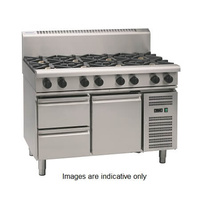 Waldorf RN8803G-RB - 6 Burner Gas Cooktop + 300mm Griddle with Refrigerated Base - RN8803G-RB