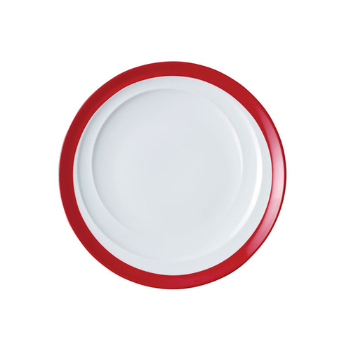 Royal Porcelain Maxadura Resonate Round Plate Coupe 230mm - Red Inner Band (Box of 12) - RPM9503RED