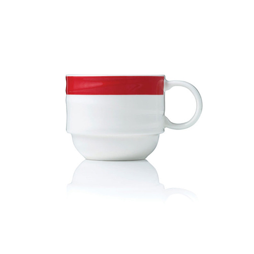 Royal Porcelain Maxadura Resonate Coffee Cup Stackable 265ml - Red Band (Box of 12) - RPM9517RED