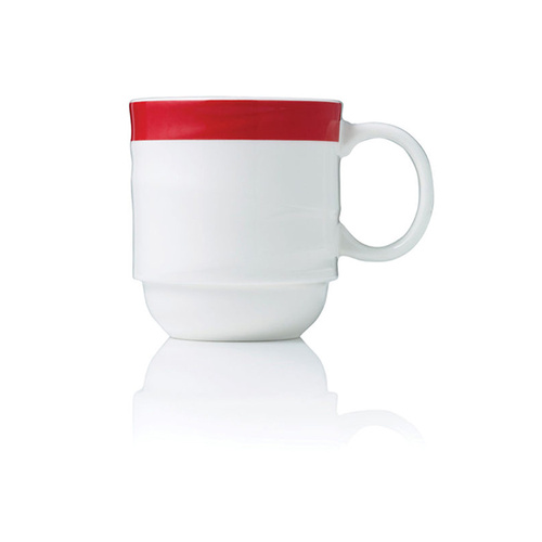 Royal Porcelain Maxadura Resonate Coffee Mug Stackable 350ml - Red Band (Box of 12) - RPM9521RED