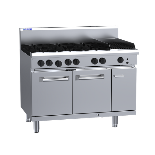 Luus RS-6B3C - 6 Open Burners + 300mm Chargrill with Oven - RS-6B3C