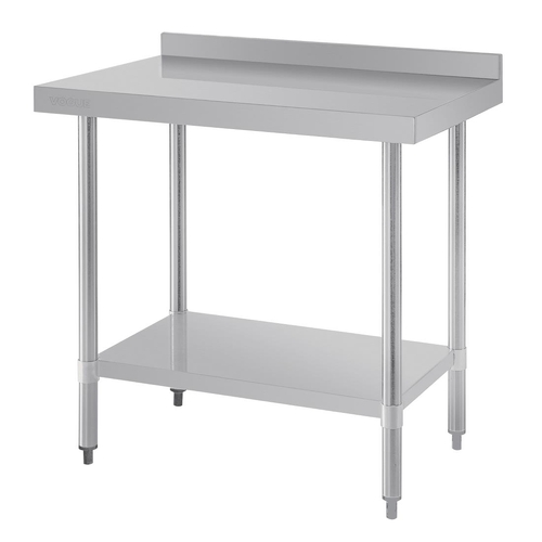 Vogue Stainless Steel Prep Table with Splashback 900x600x900mm - T380