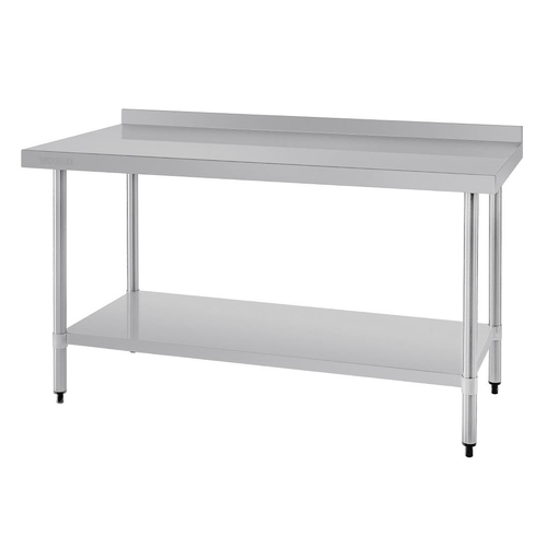 Vogue Stainless Steel Prep Table with Splashback 1500x600x900mm - T382